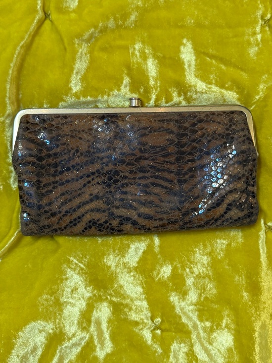 HOBO Handbags - HOBO Brown Snake-Embossed Clutch with Gold-Tone Frame